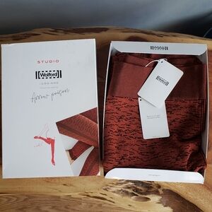 WOLFORD, RUSTY, ORANGE BLACK ANKLE ZIPPER LEGGINGS M,L NIB